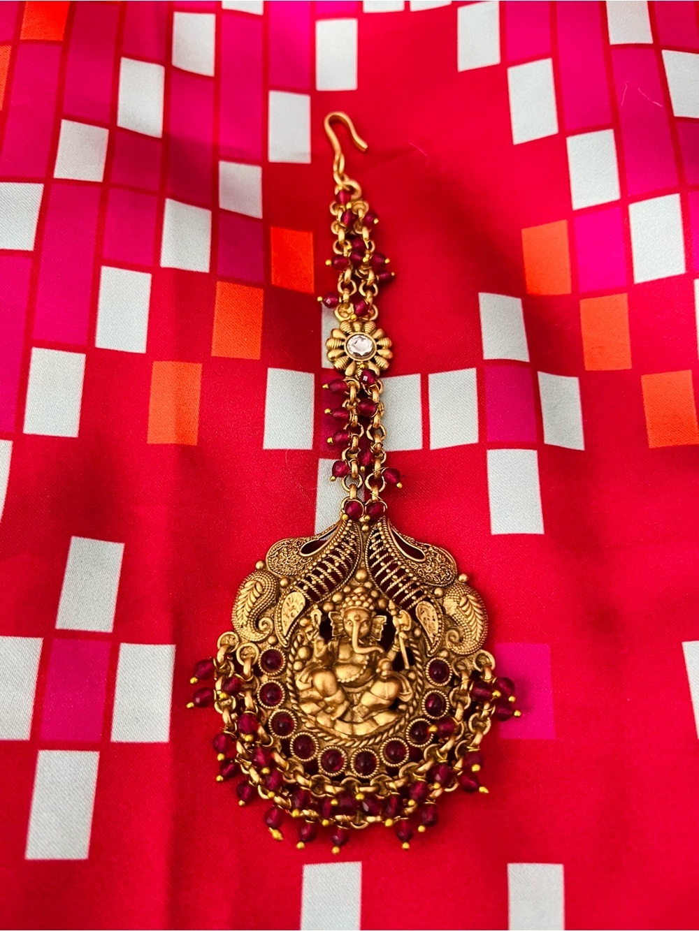 Gold-Tone Ganesh Drop Maang Tikka